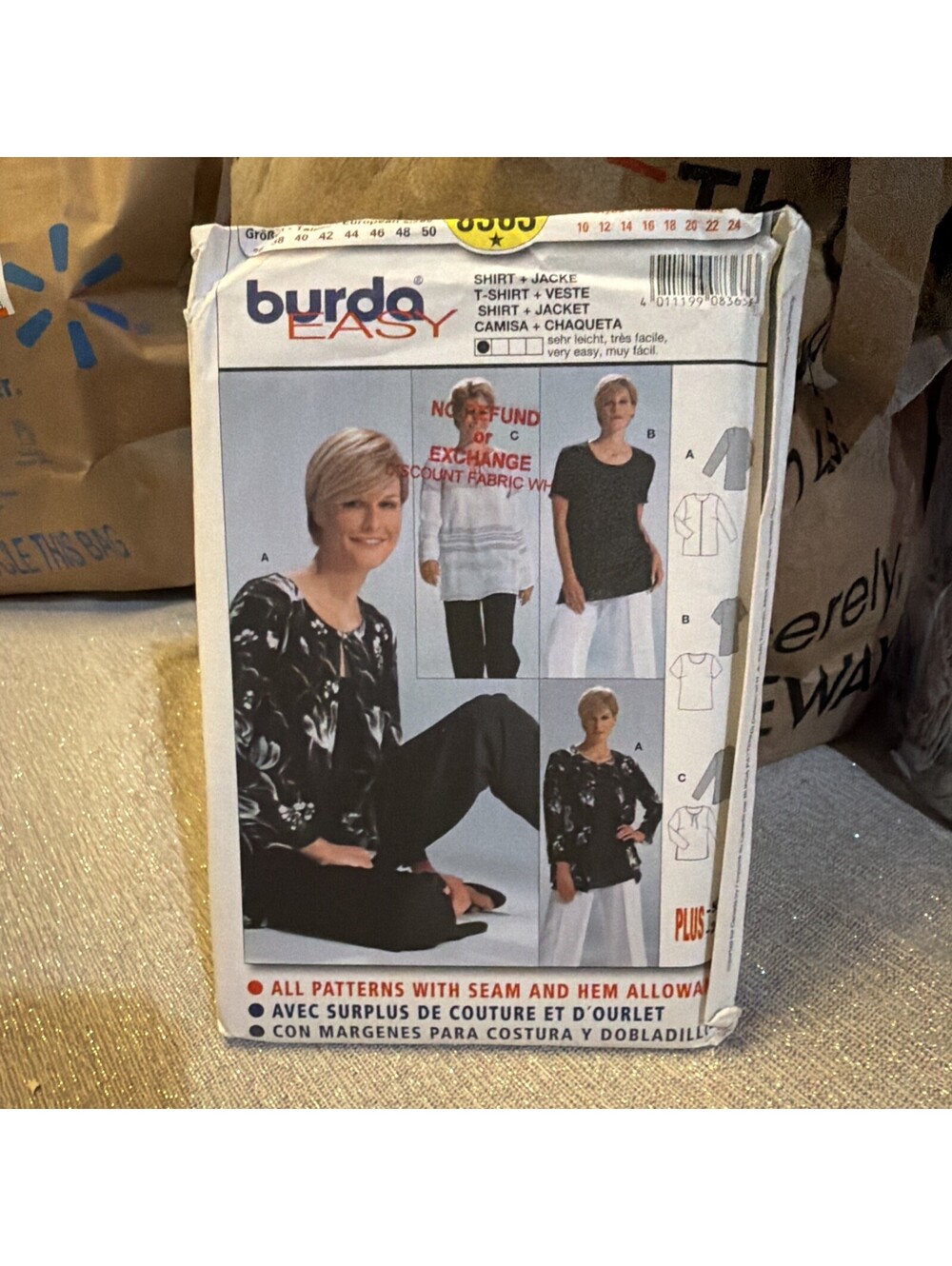 Burda Easy Sewing Pattern 8363 Women's Jacket & Top Sz 10-24 Uncut